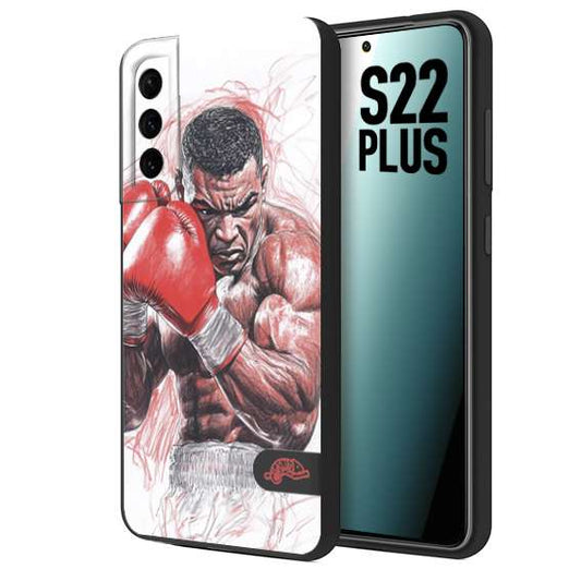 CUSTOMIZZA - Custodia cover nera morbida in tpu compatibile per Samsung S22 PLUS pugilato pugili disegno tattoo guantoni boxer pesi massimi iron mike