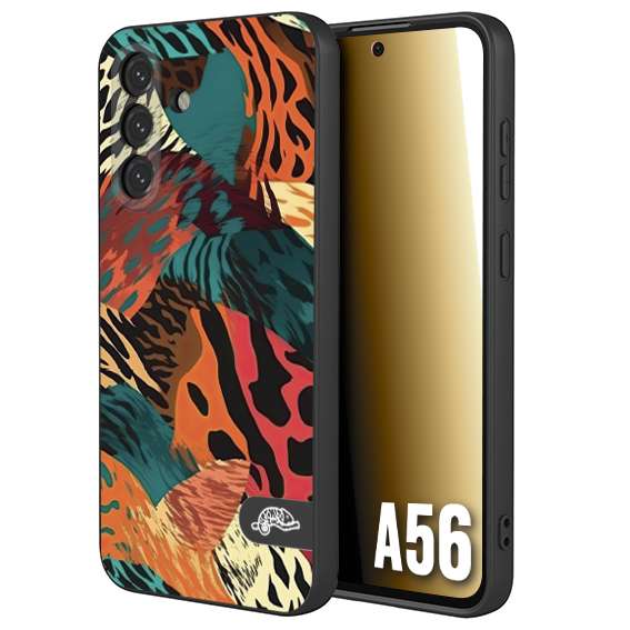 CUSTOMIZZA - Custodia cover nera morbida in tpu compatibile per Samsung A56 5G leopardato tigrato tiger colorata summer arancio verde fucsia