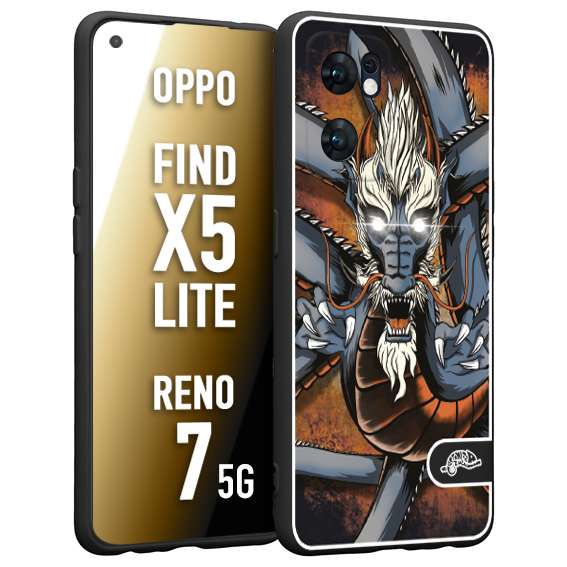 CUSTOMIZZA - Custodia cover nera morbida in tpu compatibile per Oppo Reno 7 - Find X5 LITE drago giapponese tattoo japan dragon