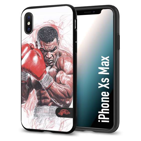 CUSTOMIZZA - Custodia cover nera morbida in tpu compatibile per iPhone Xs Max pugilato pugili disegno tattoo guantoni boxer pesi massimi iron mike