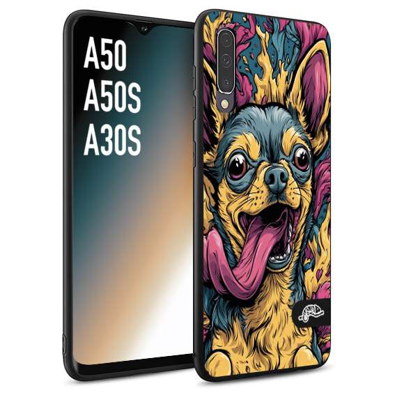 CUSTOMIZZA - Custodia cover nera morbida in tpu compatibile per Samsung A50 - A50S - A30S Chihuahua illustrazione cane pop art cane street art cartone animato