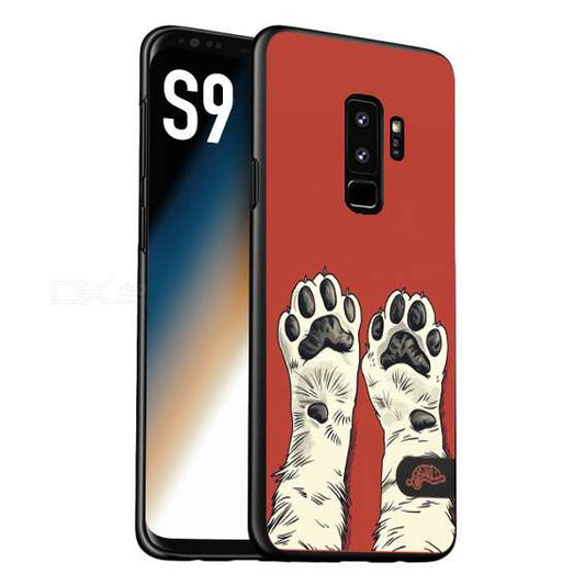 CUSTOMIZZA - Custodia cover nera morbida in tpu compatibile per Samsung S9 zampe di gatto cat paws rossa red disegnata fumetto cartoon