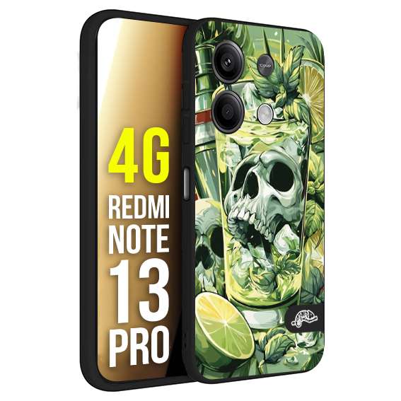 CUSTOMIZZA - Custodia cover nera morbida in tpu compatibile per Xiaomi Redmi Note 13 PRO 4G Mojito cocktail teschio illustrazione drink lime menta ghiacci tropicale street art