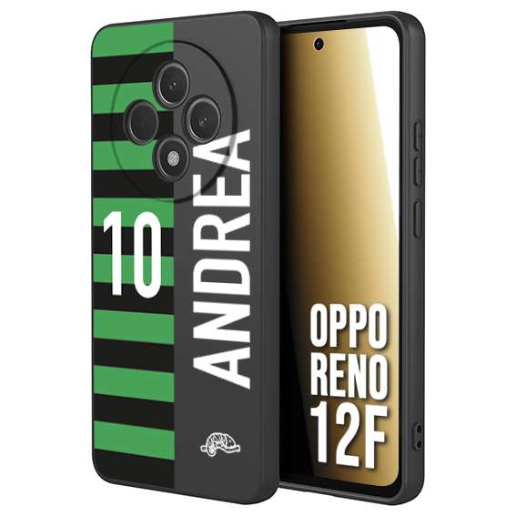 CUSTOMIZZA - Custodia cover nera morbida in tpu compatibile per Oppo Reno 12F personalizzata calcio football nome e numero calciatori neroverde