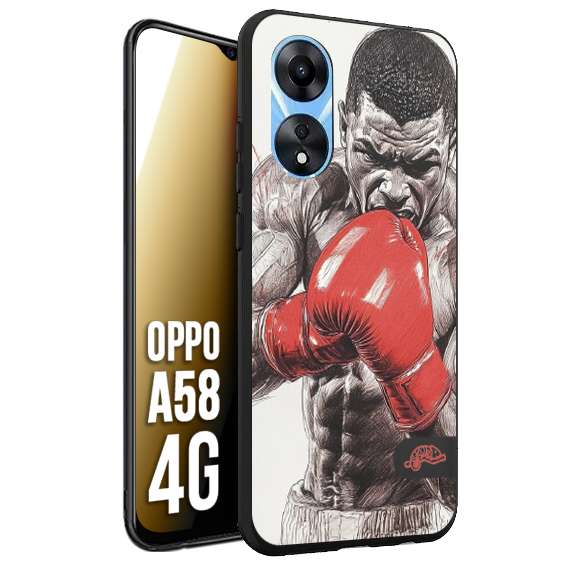 CUSTOMIZZA - Custodia cover nera morbida in tpu compatibile per Oppo A58 4G pugilato pugili disegno tattoo guantoni box pesi massimi gancio