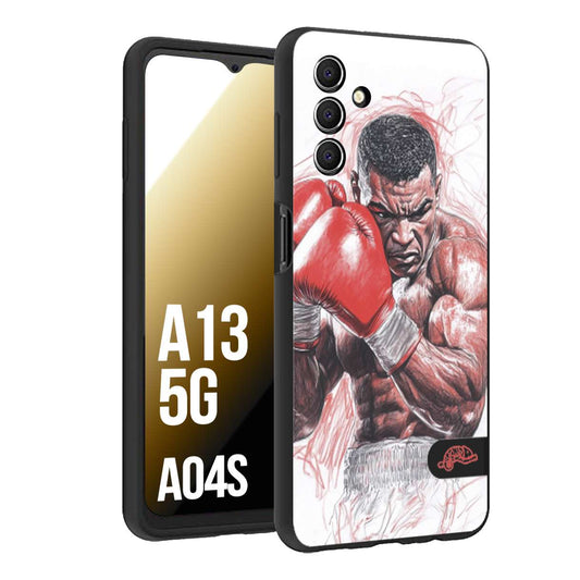 CUSTOMIZZA - Custodia cover nera morbida in tpu compatibile per Samsung A04S - A13 5G pugilato pugili disegno tattoo guantoni boxer pesi massimi iron mike