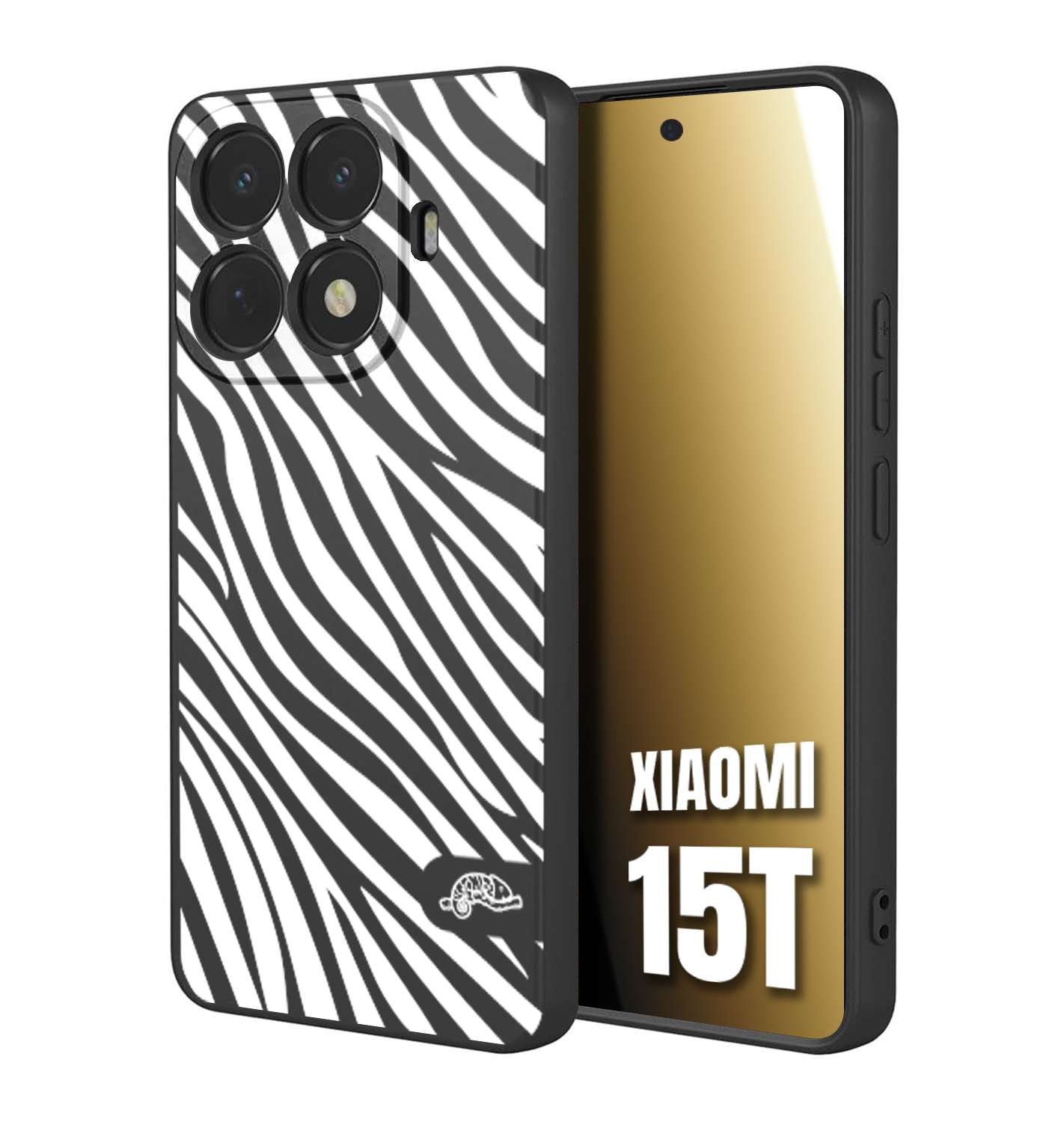 CUSTOMIZZA - Custodia cover nera morbida in tpu compatibile per Xiaomi 15T zebrata maculata a rilievo soft touch donna bianca