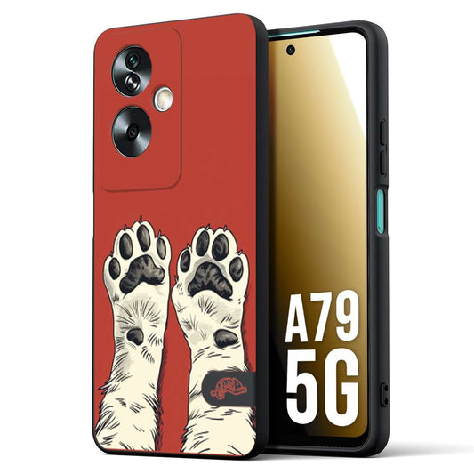 CUSTOMIZZA - Custodia cover nera morbida in tpu compatibile per Oppo A79 5G zampe di gatto cat paws rossa red disegnata fumetto cartoon