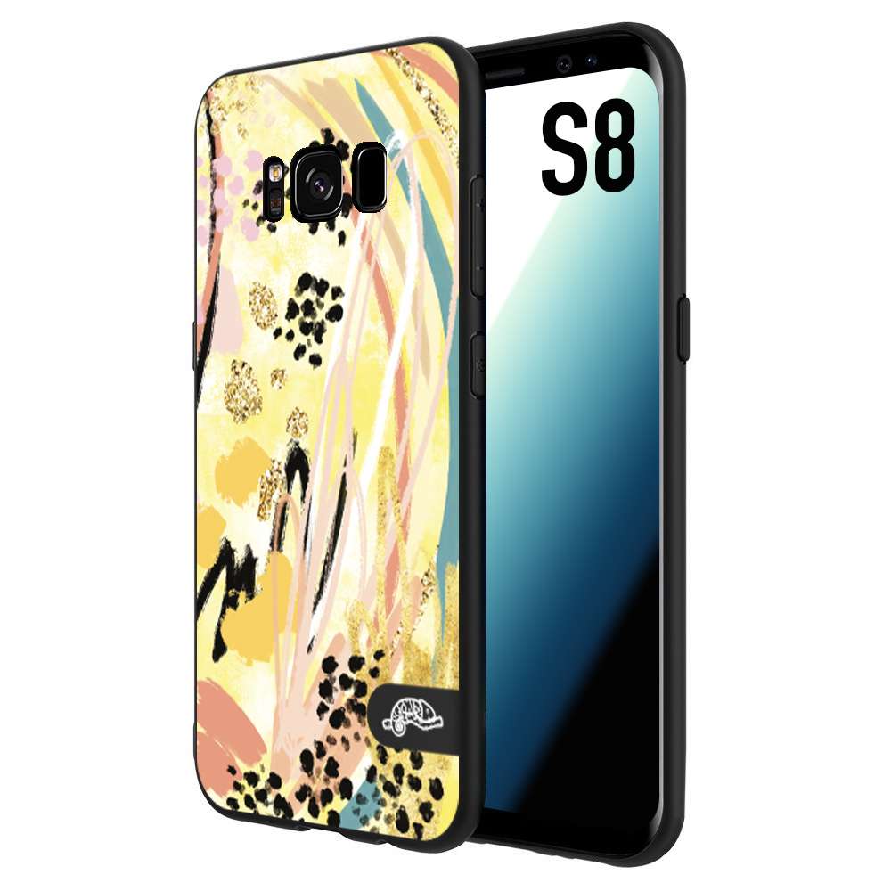 CUSTOMIZZA - Custodia cover nera morbida in tpu compatibile per Samsung S8 astratti donna flower fantasia estate gialla rosa leopardata