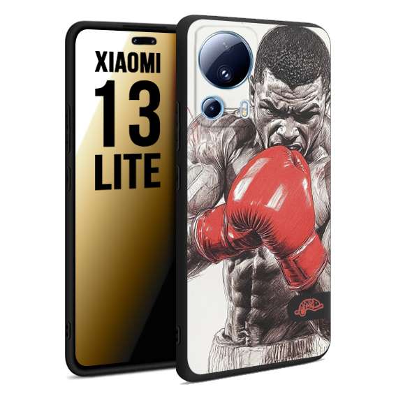 CUSTOMIZZA - Custodia cover nera morbida in tpu compatibile per Xiaomi 13 LITE pugilato pugili disegno tattoo guantoni box pesi massimi gancio