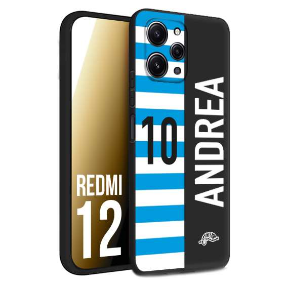 CUSTOMIZZA - Custodia cover nera morbida in tpu compatibile per Xiaomi Redmi 12 personalizzata calcio football nome e numero calciatori biancazzurri