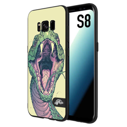 CUSTOMIZZA - Custodia cover nera morbida in tpu compatibile per Samsung S8 snake yellow green serpente tatuaggio tattoo disegnato a mano