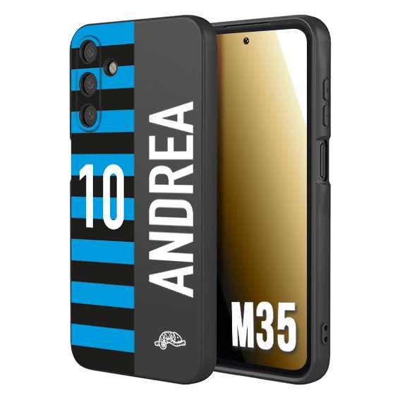 CUSTOMIZZA - Custodia cover nera morbida in tpu compatibile per Samsung M35 personalizzata calcio football nome e numero calciatori nerazzurra