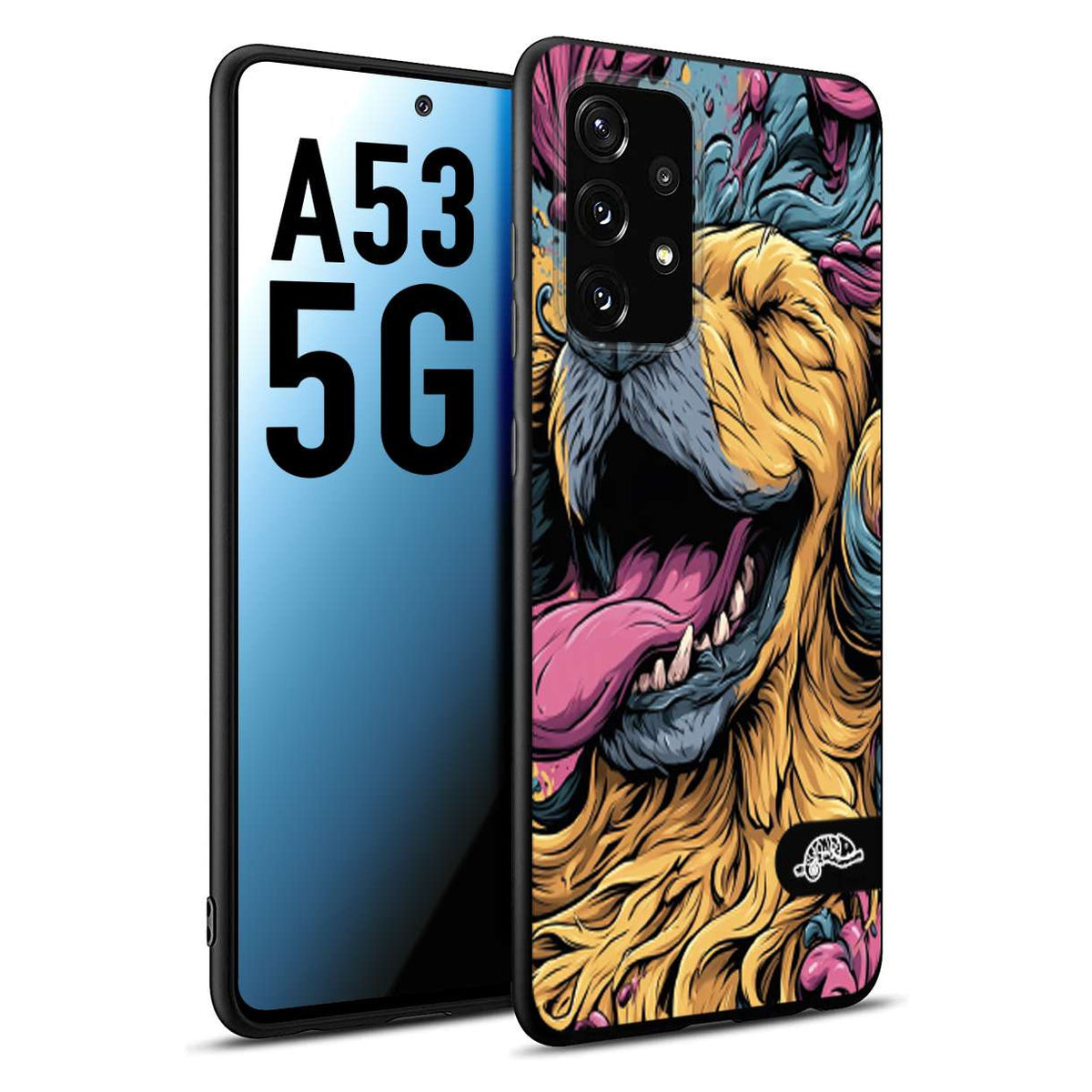 CUSTOMIZZA - Custodia cover nera morbida in tpu compatibile per Samsung A53 5G Golden Retriever illustrazione cane pop art cane street art cartone animato