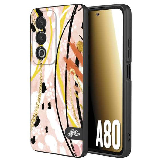 CUSTOMIZZA - Custodia cover nera morbida in tpu compatibile per Oppo A80 fiori astratti donna zebrato leopardato fantasia dorata gialla rosa colorata