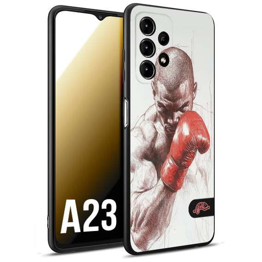 CUSTOMIZZA - Custodia cover nera morbida in tpu compatibile per Samsung A23 pugilato pugili disegno tattoo guantoni box sport primo piano