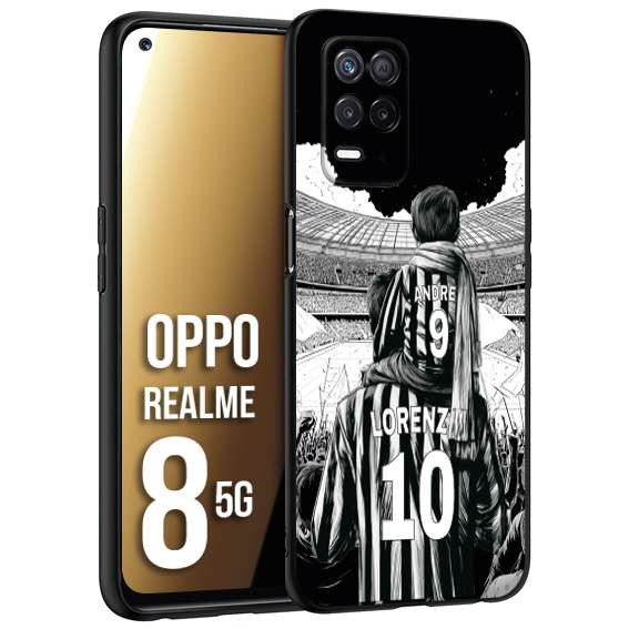 CUSTOMIZZA - Custodia cover nera morbida in tpu compatibile per Realme 8 5G personalizzata calcio football nome e numero calciatori bianconeri bianca e nera