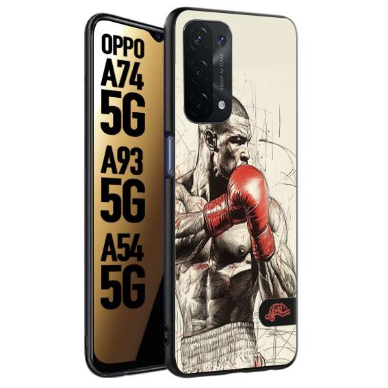 CUSTOMIZZA - Custodia cover nera morbida in tpu compatibile per Oppo A74 5G - A93 5G - A54 5G pugilato pugili disegno tattoo guantoni box sport ring