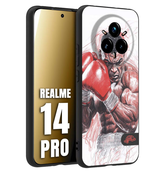 CUSTOMIZZA - Custodia cover nera morbida in tpu compatibile per Realme 14 PRO pugilato pugili disegno tattoo guantoni boxer pesi massimi iron mike