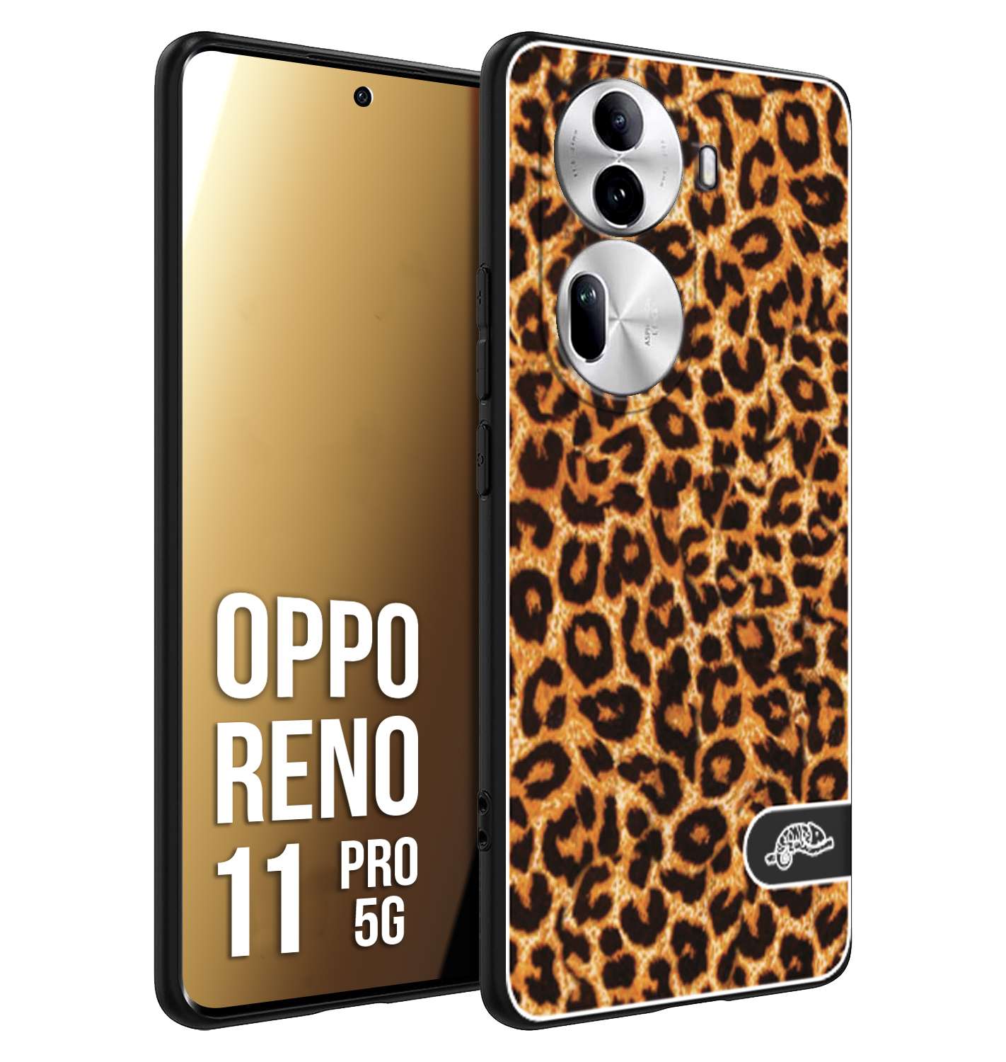 CUSTOMIZZA - Custodia cover nera morbida in tpu compatibile per Oppo Reno 11 PRO 5G leopardato maculato donna marrone leopard brown