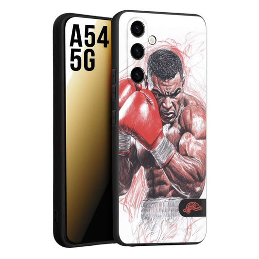 CUSTOMIZZA - Custodia cover nera morbida in tpu compatibile per Samsung A54 5G pugilato pugili disegno tattoo guantoni boxer pesi massimi iron mike