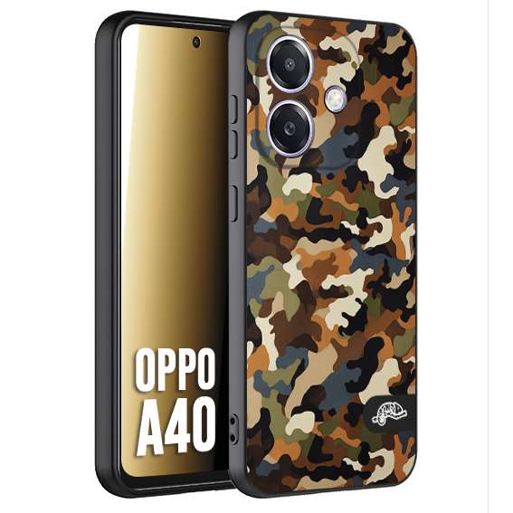 CUSTOMIZZA - Custodia cover nera morbida in tpu compatibile per Oppo A40 camouflage mimetico militare moderno blu marrone beige