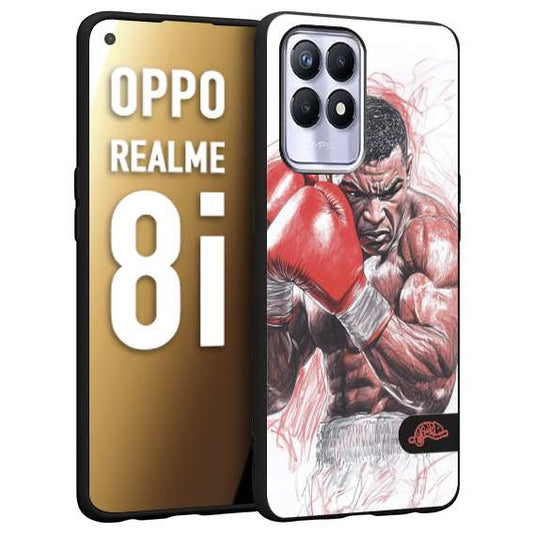 CUSTOMIZZA - Custodia cover nera morbida in tpu compatibile per Realme 8i pugilato pugili disegno tattoo guantoni boxer pesi massimi iron mike