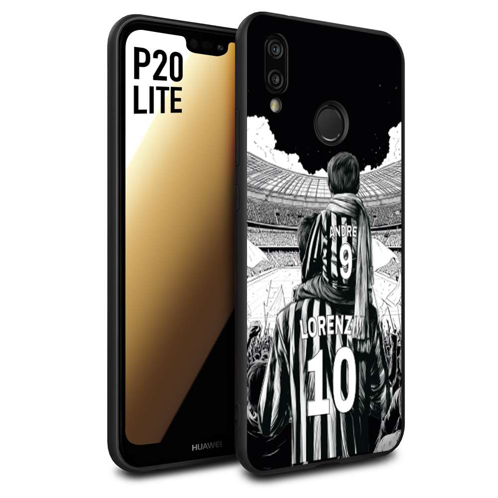 CUSTOMIZZA - Custodia cover nera morbida in tpu compatibile per Huawei P20 LITE personalizzata calcio football nome e numero calciatori bianconeri bianca e nera
