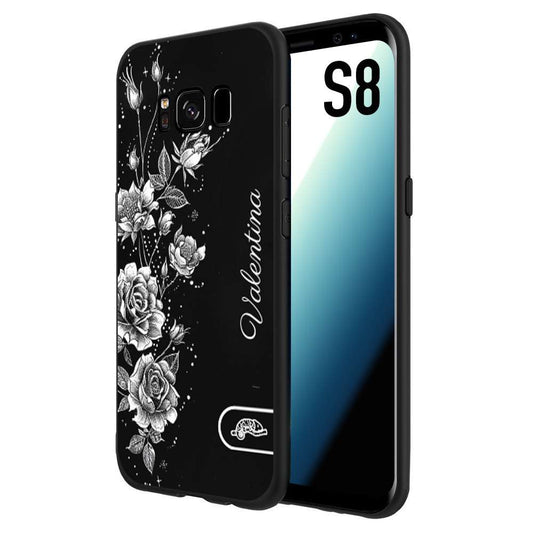 CUSTOMIZZA - Custodia cover nera morbida in tpu compatibile per Samsung S8 personalizzata rilievo soft touch nome rose fiori donna