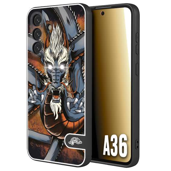 CUSTOMIZZA - Custodia cover nera morbida in tpu compatibile per Samsung A36 drago giapponese tattoo japan dragon