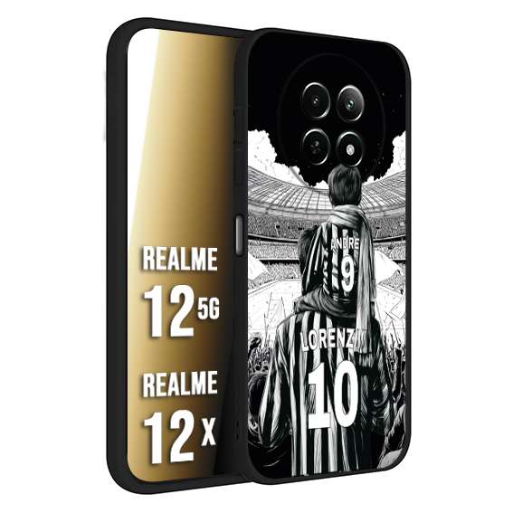 CUSTOMIZZA - Custodia cover nera morbida in tpu compatibile per Realme 12 5G - 12X personalizzata calcio football nome e numero calciatori bianconeri bianca e nera