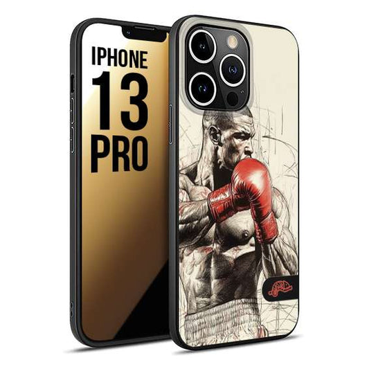 CUSTOMIZZA - Custodia cover nera morbida in tpu compatibile per iPhone 13 PRO pugilato pugili disegno tattoo guantoni box sport ring