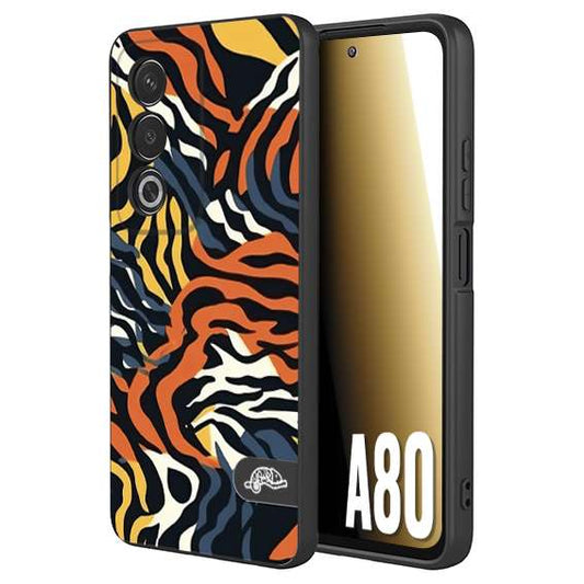 CUSTOMIZZA - Custodia cover nera morbida in tpu compatibile per Oppo A80 leopardato maculato tigrato tiger colorata gialla blu arancio
