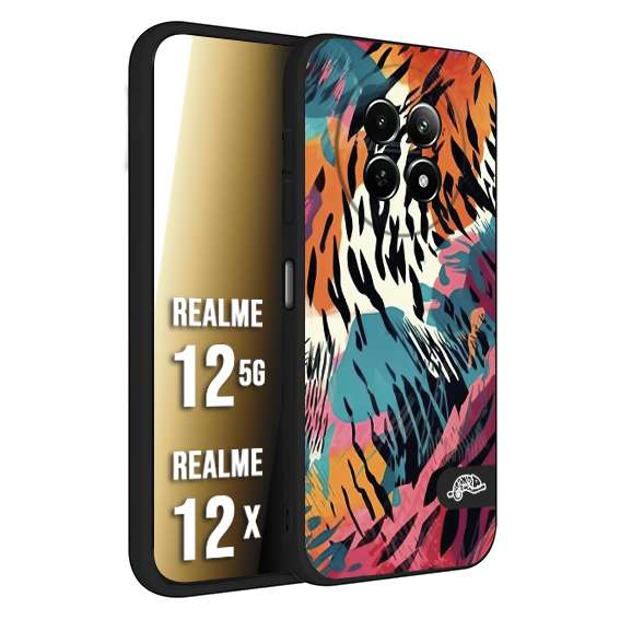 CUSTOMIZZA - Custodia cover nera morbida in tpu compatibile per Realme 12 5G - 12X leopardato maculato tigrato tiger colorata summer color