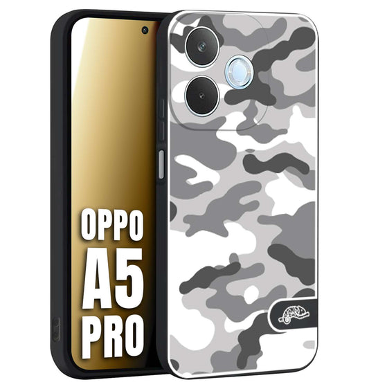 CUSTOMIZZA - Custodia cover nera morbida in tpu compatibile per Oppo A5 PRO camouflage mimetico militare bianco white