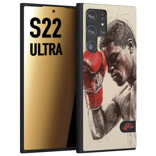 CUSTOMIZZA - Custodia cover nera morbida in tpu compatibile per Samsung S22 ULTRA pugilato pugili disegno tattoo guantoni boxer pesi massimi