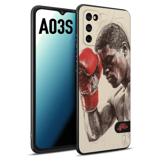 CUSTOMIZZA - Custodia cover nera morbida in tpu compatibile per Samsung A03S pugilato pugili disegno tattoo guantoni boxer pesi massimi