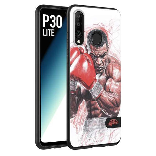 CUSTOMIZZA - Custodia cover nera morbida in tpu compatibile per Huawei P30 LITE pugilato pugili disegno tattoo guantoni boxer pesi massimi iron mike