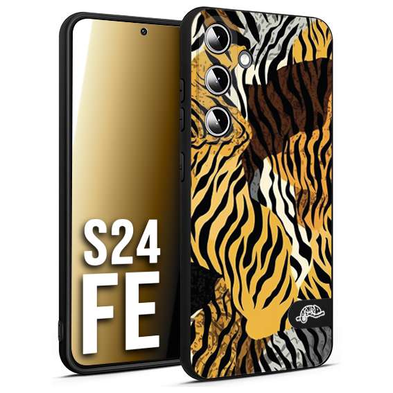 CUSTOMIZZA - Custodia cover nera morbida in tpu compatibile per Samsung S24 FE leopardato tigrato tiger colorata donna fashion estate