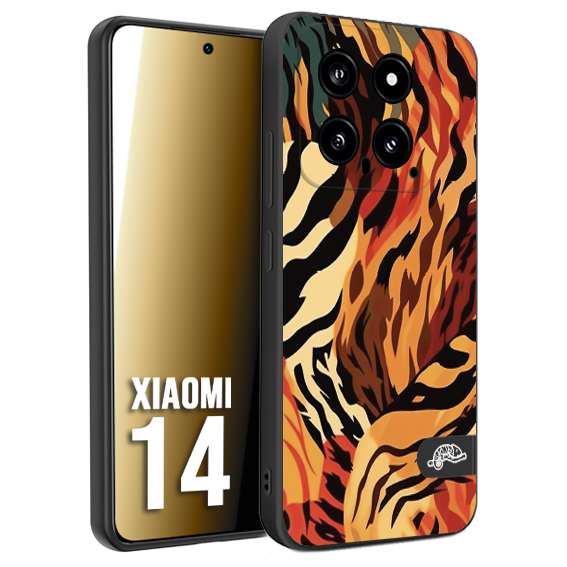 CUSTOMIZZA - Custodia cover nera morbida in tpu compatibile per Xiaomi 14 leopardato maculato tigrato tiger colorata gialla rossa arancio