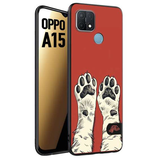 CUSTOMIZZA - Custodia cover nera morbida in tpu compatibile per Oppo A15 zampe di gatto cat paws rossa red disegnata fumetto cartoon