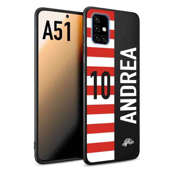 CUSTOMIZZA - Custodia cover nera morbida in tpu compatibile per Samsung A51 personalizzata calcio football nome e numero calciatori bianco rossa