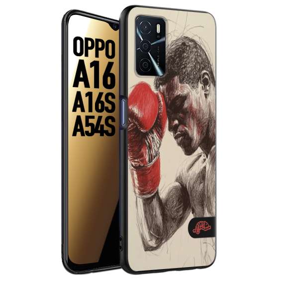 CUSTOMIZZA - Custodia cover nera morbida in tpu compatibile per Oppo A16 - A16S - A54S pugilato pugili disegno tattoo guantoni boxer pesi massimi
