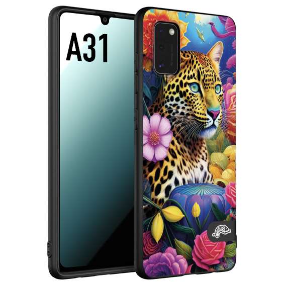 CUSTOMIZZA - Custodia cover nera morbida in tpu compatibile per Samsung A31 astratti donna flower fantasia leopardo ghepardo animali colorati