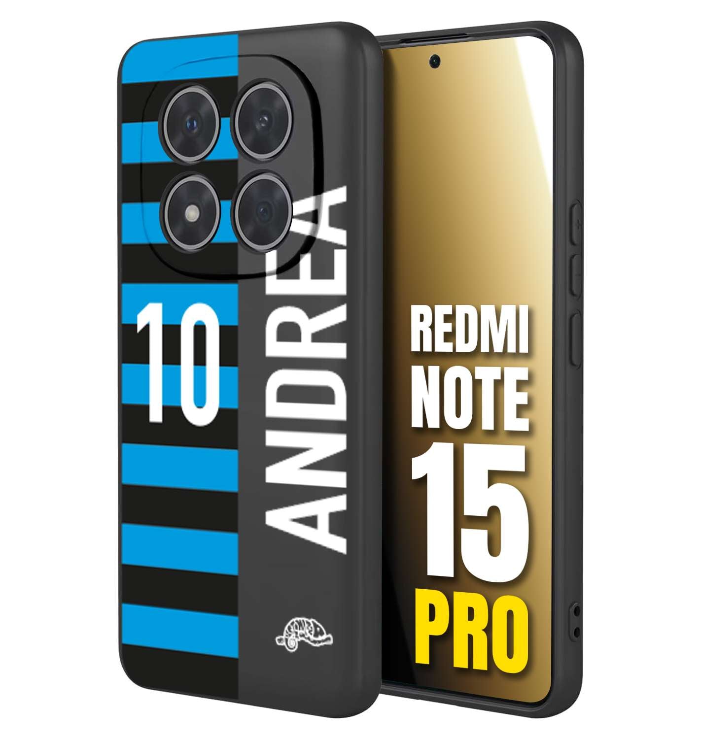 CUSTOMIZZA - Custodia cover nera morbida in tpu compatibile per Xiaomi Redmi Note 15 PRO personalizzata calcio football nome e numero calciatori nerazzurra