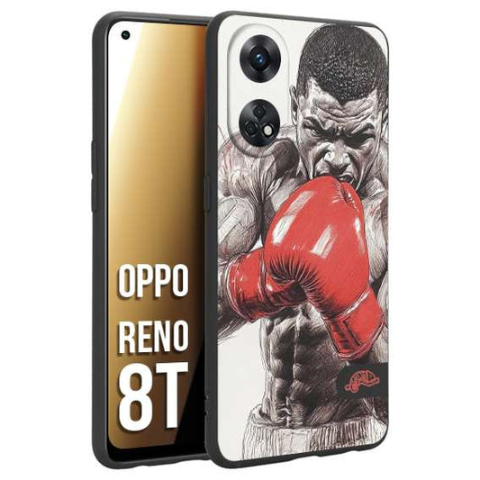 CUSTOMIZZA - Custodia cover nera morbida in tpu compatibile per Oppo Reno 8T pugilato pugili disegno tattoo guantoni box pesi massimi gancio