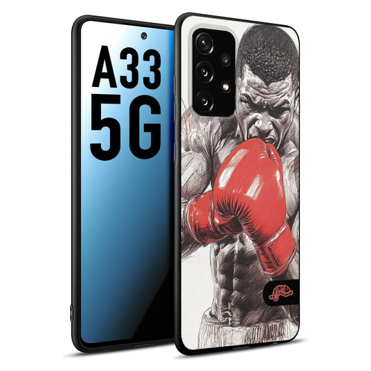 CUSTOMIZZA - Custodia cover nera morbida in tpu compatibile per Samsung A33 5G pugilato pugili disegno tattoo guantoni box pesi massimi gancio