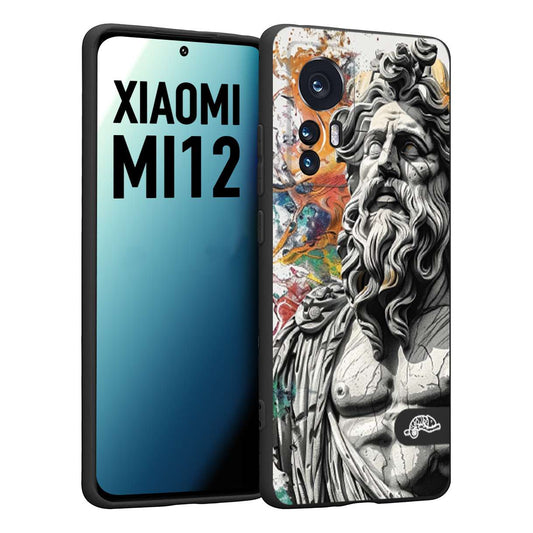 CUSTOMIZZA - Custodia cover nera morbida in tpu compatibile per Xiaomi 12 5G statua colorata moderna antico tattoo splash color