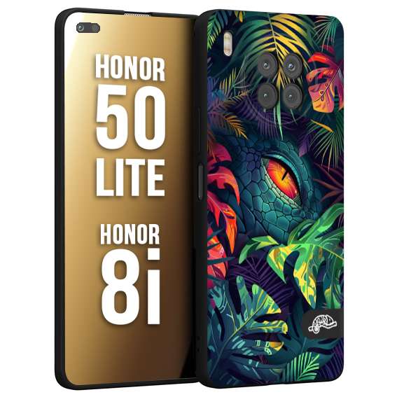 CUSTOMIZZA - Custodia cover nera morbida in tpu compatibile per Honor 8i - Honor 50 LITE animali color giungla tropicale occhio di coccodrillo alligatore disegnato