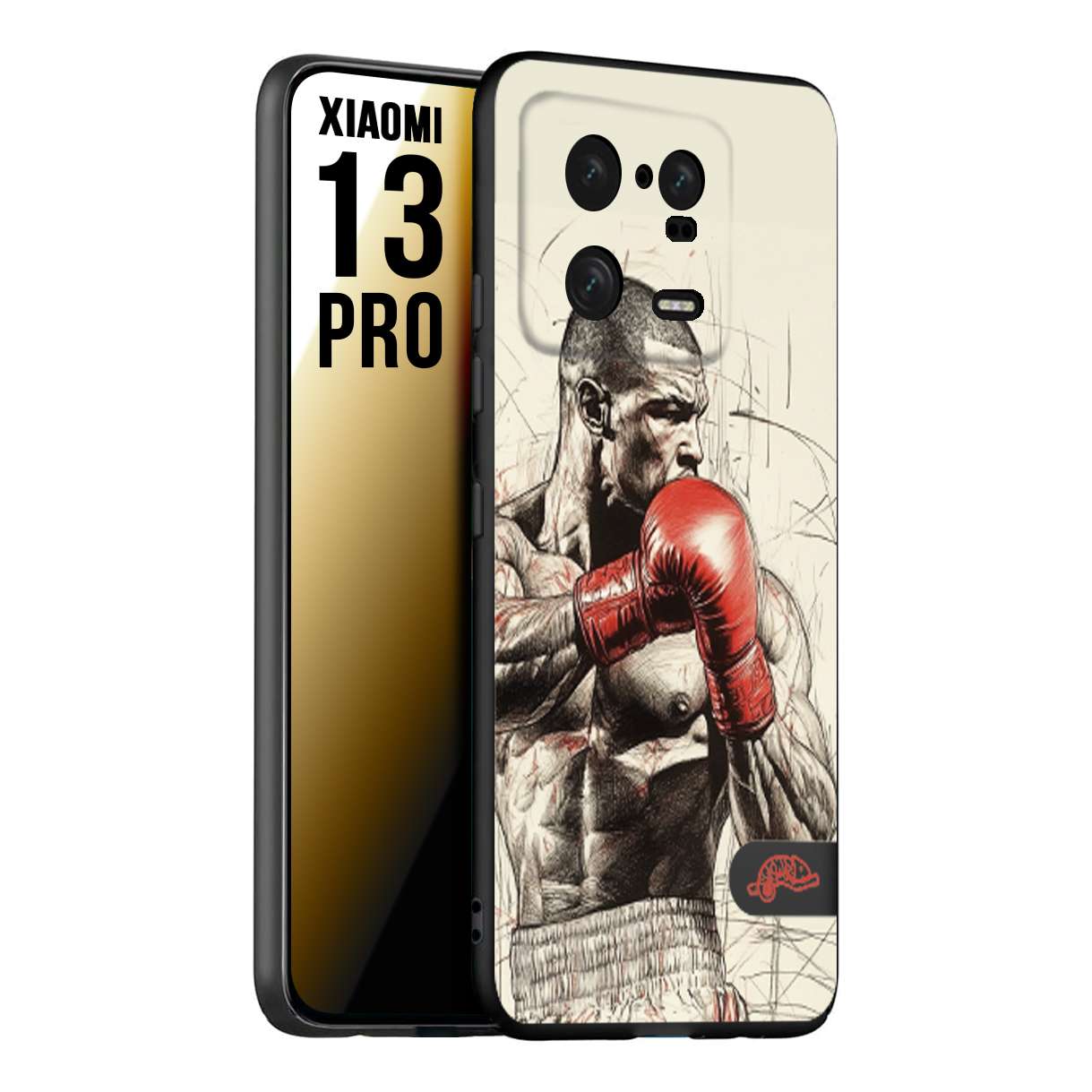 CUSTOMIZZA - Custodia cover nera morbida in tpu compatibile per Xiaomi 13 PRO pugilato pugili disegno tattoo guantoni box sport ring